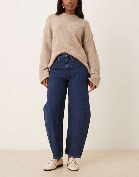 ARKET Bloom barrel cropped barrel leg jeans in darkwash blue