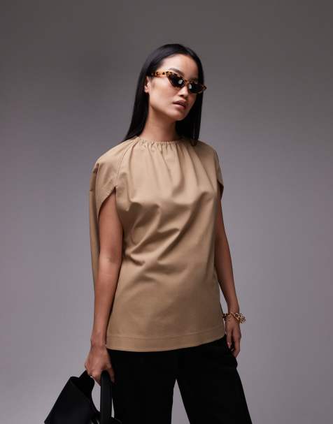 ARKET – Bluse in Beige mit Cape-Detail - view 1