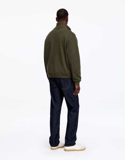 ARKET bluza z półzamkiem i golfem w kolorze khaki, 4 z 4