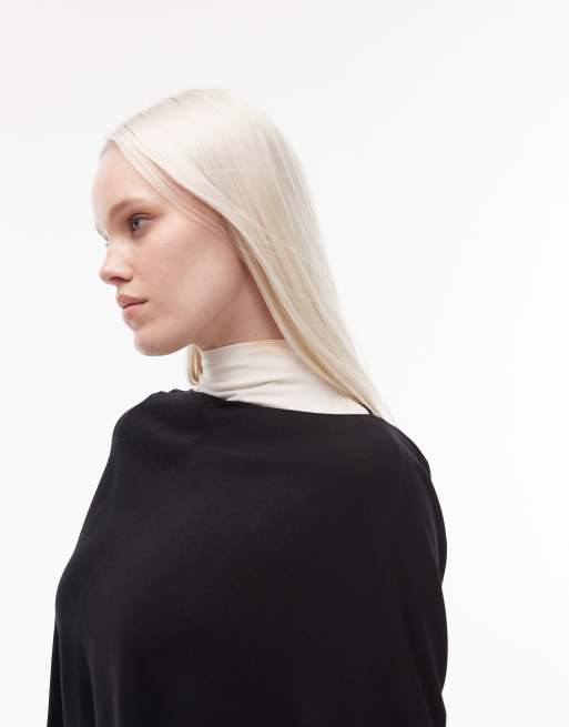 ARKET boat neck long sleeve cape top in black, 2 of 4