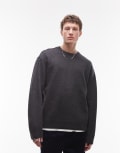 [Arket] ARKET boiled wool rib knit jumper in off black S Off-black