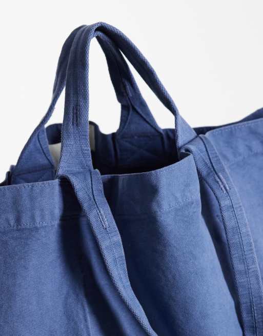 ARKET - Bolso tote azul de algodón, 3 de 4