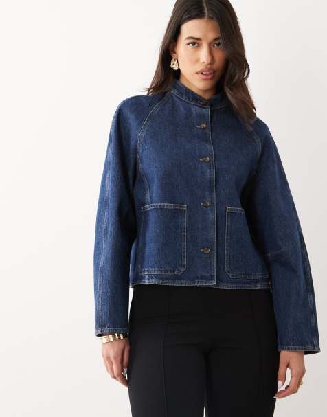 ARKET - Bomber en jean à col montant - Bleu - view 1