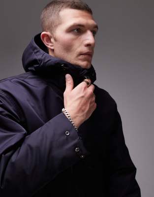 Arket Bomber Jacket With Adjustable Hood In Dark Blue