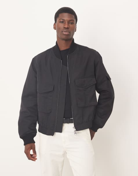 ARKET bomber jacket with workwear pockets in black - view 1
