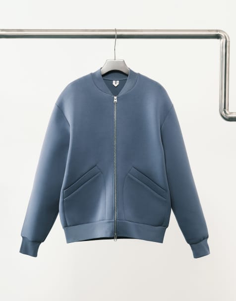 ARKET – Bomberjacke aus reiner Baumwolle in Mittelblau mit Reißverschluss - view 1