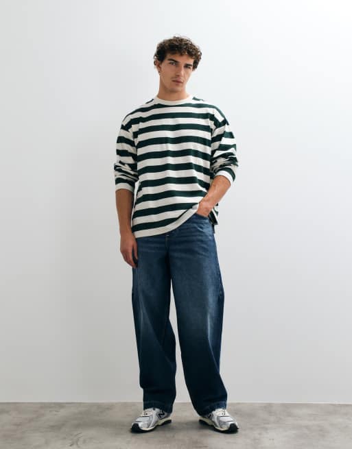 ARKET bomulds oversized langærmet T-shirt i mørkegrøn, 3 af 5