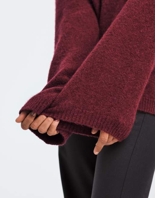 ARKET - Bordeaux afslappet sweater i superblød alpaka- og uldblanding, 3 af 4