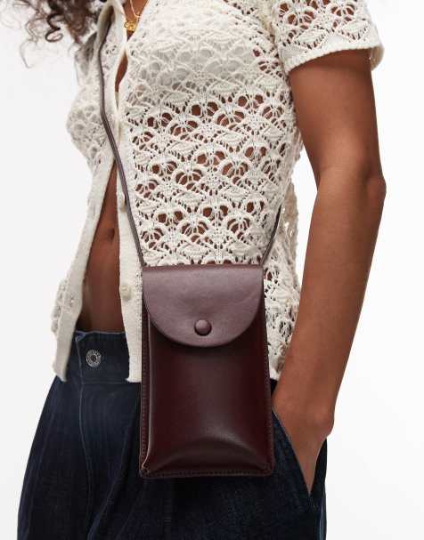 ARKET – Bordowe skórzane etui na telefon crossbody - view 1