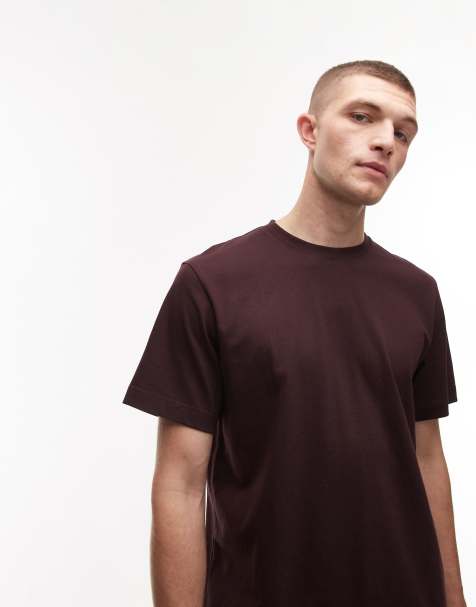 ARKET heavyweight jersey t-shirt in burgundy