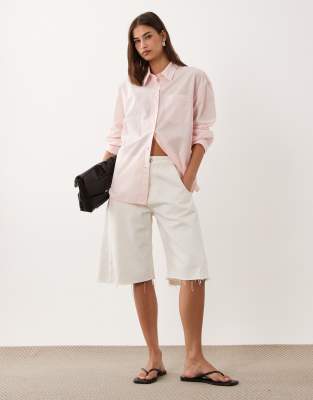 Arket Boxy Cotton Poplin Shirt In Pink