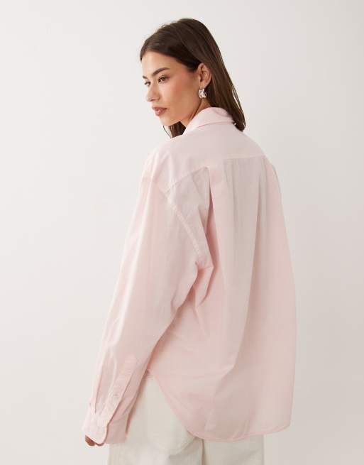ARKET boxy cotton poplin shirt in powder pink, 4 of 4