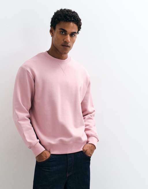 ARKET boxy fit cotton crew neck sweater in dusty pink, 3 of 5