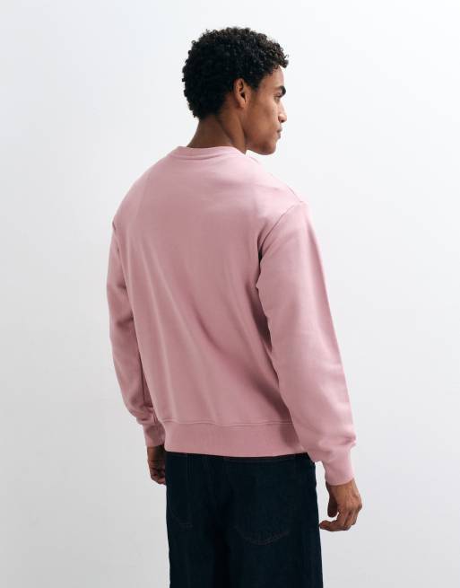 ARKET boxy fit cotton crew neck sweater in dusty pink, 4 of 5