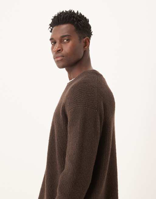 ARKET – Brązowy dzianinowy sweter z szerokimi prążkami, 4 z 5