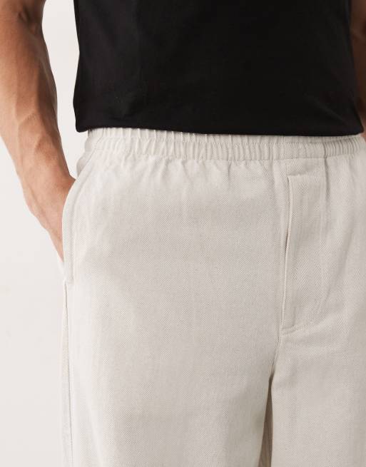 ARKET - Broek van zuiver katoen met wijde pijpen en elastische taille in gebroken wit, 5 van 7
