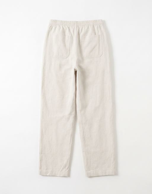 ARKET - Broek van zuiver katoen met wijde pijpen en elastische taille in gebroken wit, 7 van 7