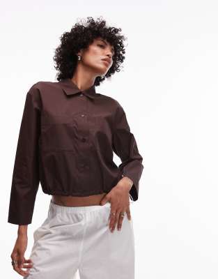 ARKET - Brun cropped blouson-jakke i ren bomuld - view 1