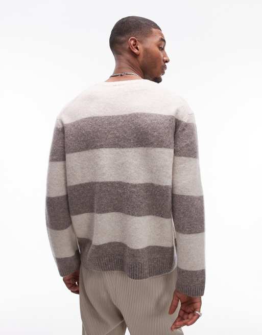 ARKET - Brun og beige sweater i uldblanding med striber, 4 af 4