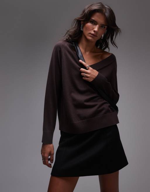 ARKET - Brun sweater i merinould med V-hals, 4 af 4
