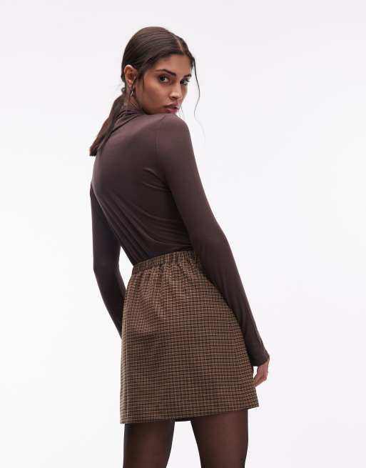 ARKET - Brun ternet mininederdel i uldblanding, 3 af 4