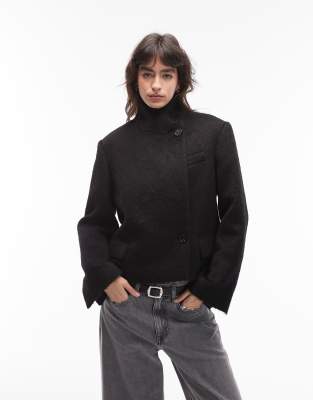 Arket Brushed Wool Jacket In Black