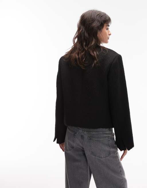 ARKET brushed wool jacket in black, 4 of 4