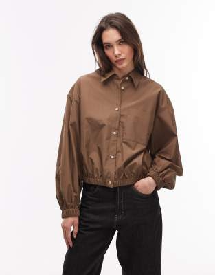 Arket Bubble Hem Shirt In Brown