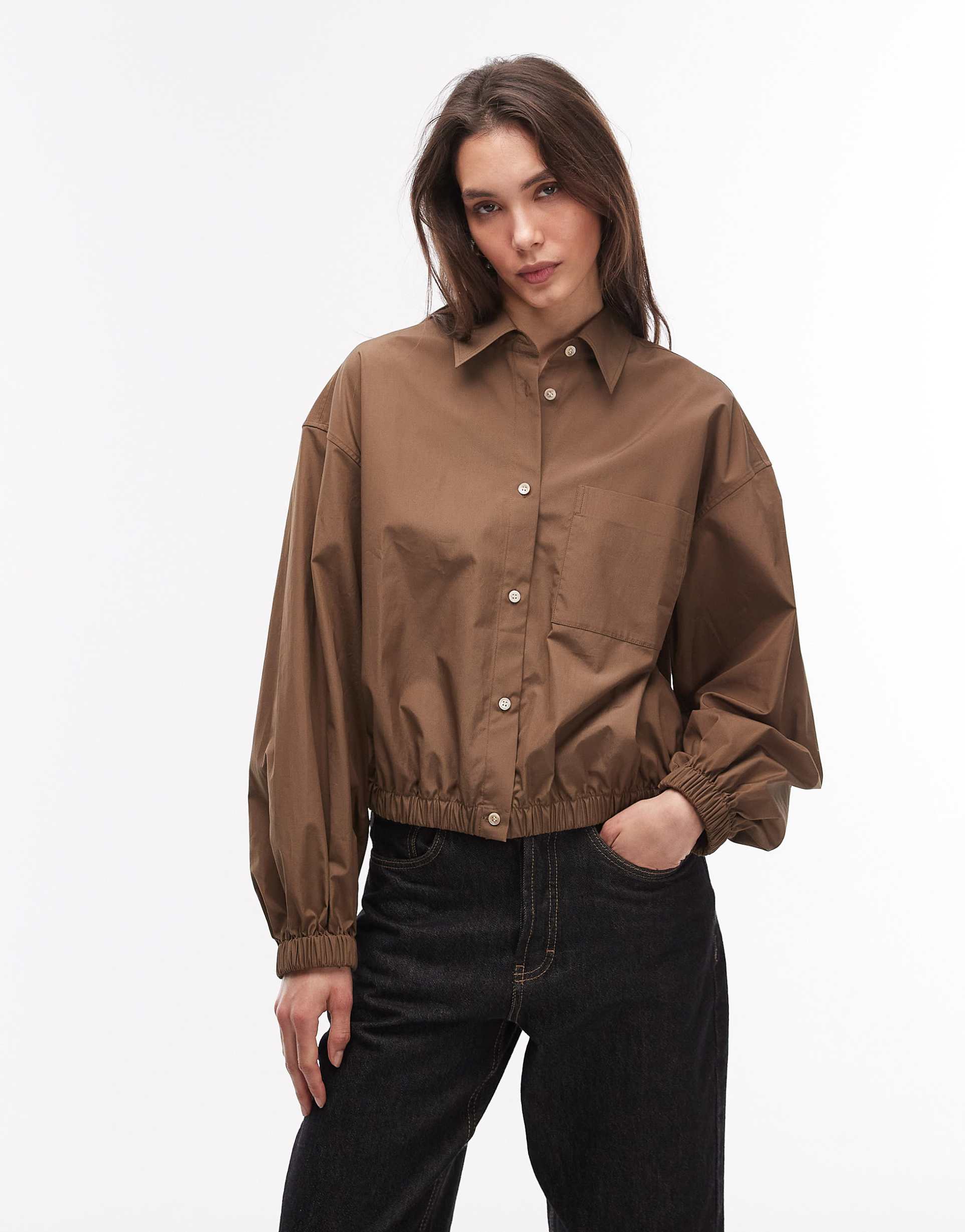 arket bubble hem shirt in brown