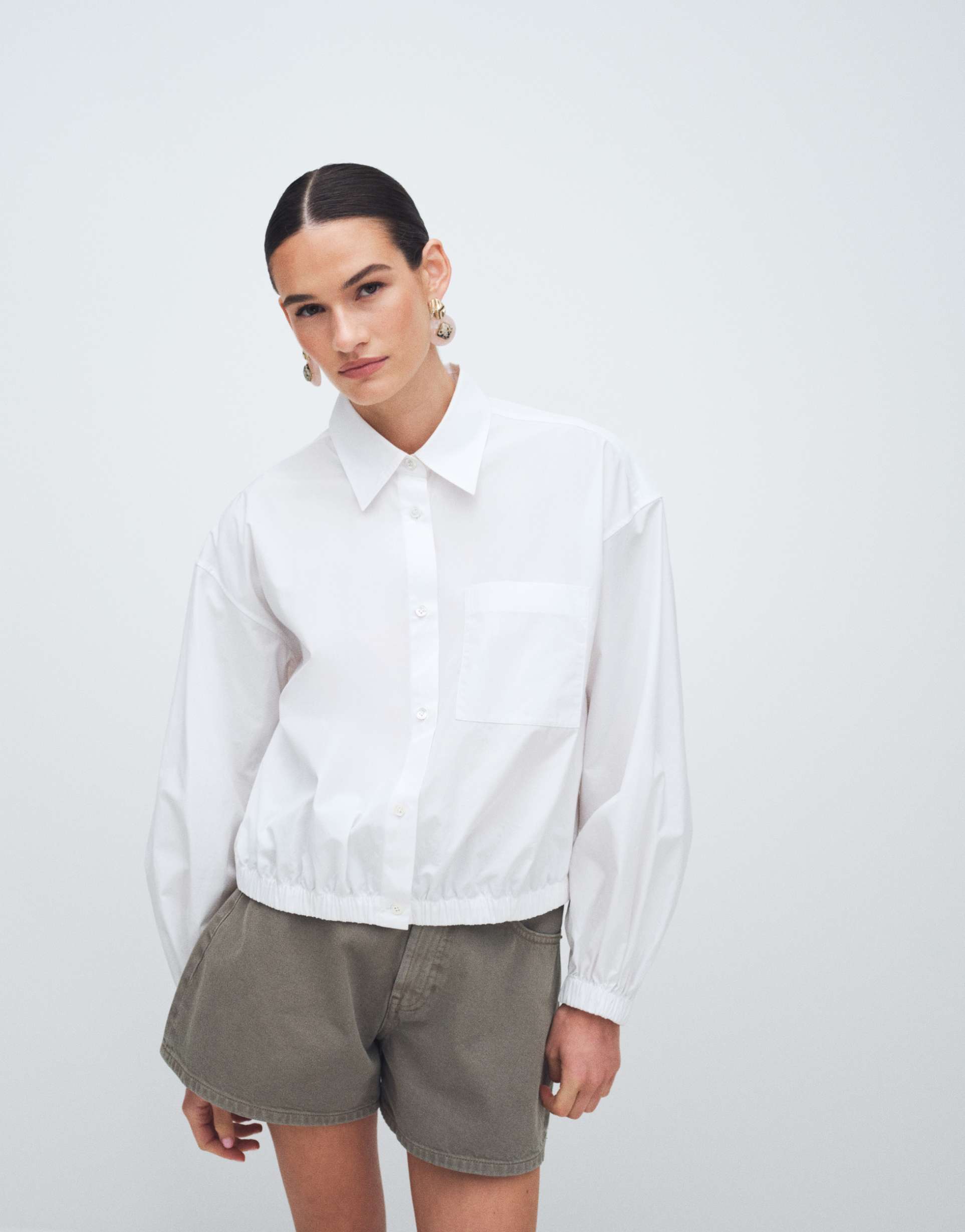 arket bubble hem shirt in white