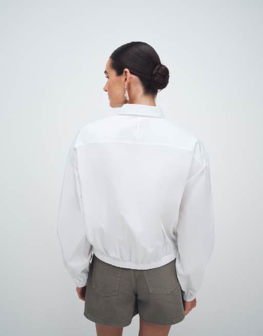 ARKET bubble hem shirt in white, 4 of 4