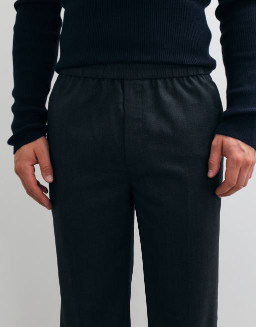ARKET bukser med lige ben i uldblanding med pull-on i sort, 2 af 5