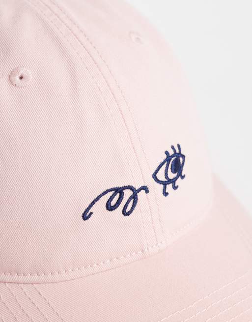 ARKET Cafe cap with eye embroidery in light pink, 3 of 3
