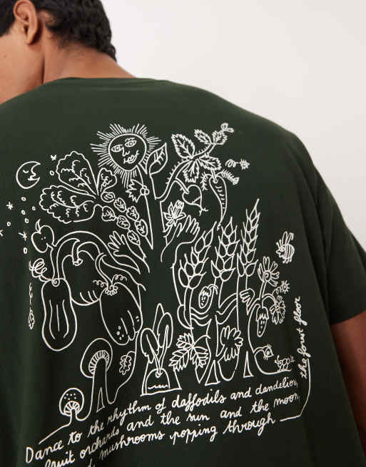 ARKET – Café – Mörkgrön t-shirt med tryck baktill i unisex-modell, 3 av 4