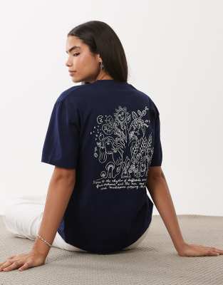 Arket Cafe Short Sleeve T-shirt With Back Print In Blue