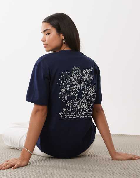 ARKET Cafe short sleeve t-shirt with back print in navy blue - view 1
