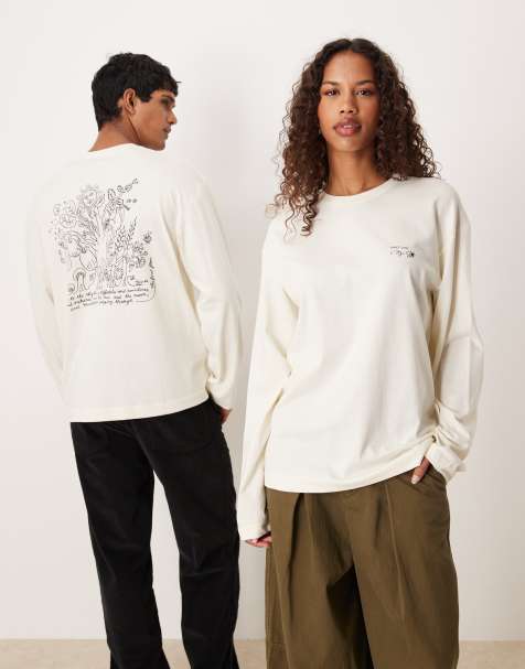ARKET Cafe unisex long sleeved t-shirt back printed in white - view 1