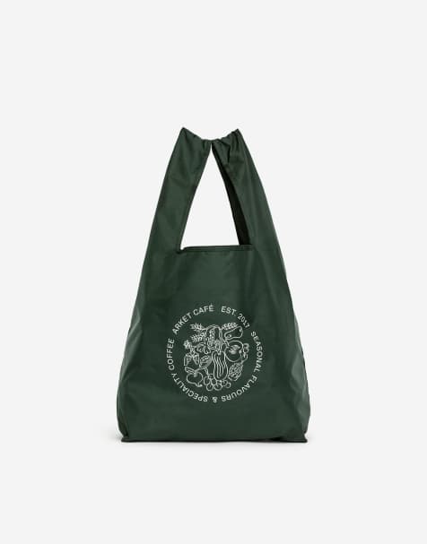ARKET Cafe Unisex printed tote bag in dark green - view 1