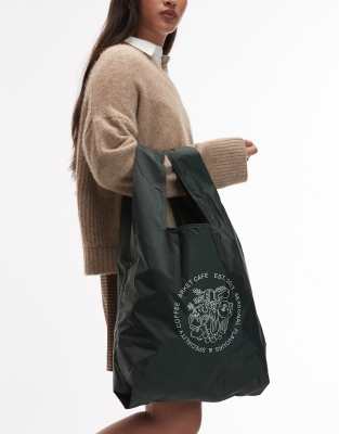 Café - Unisex-Shoppertasche in Dunkelgrün mit Print Grün No Size