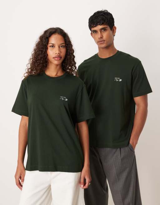 ARKET - Cafe - Unisex T-shirt met print op de rug in donkergroen, 4 van 4