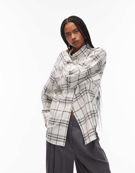 ARKET - Camicia a maniche lunghe in puro cotone bianco sporco a quadri - view 1