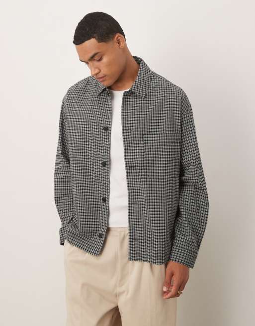 ARKET - Camicia comoda monocromatica a quadri in seersucker