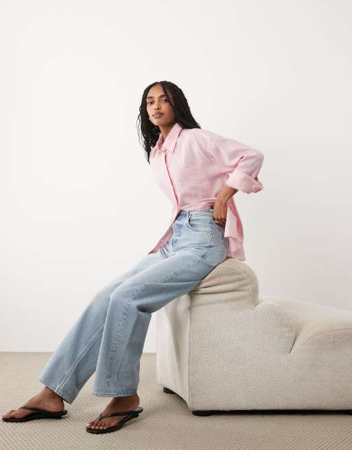 ARKET - Camicia in puro lino e cotone rosa chiaro, 2 di 4