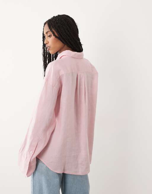 ARKET - Camicia in puro lino e cotone rosa chiaro, 4 di 4