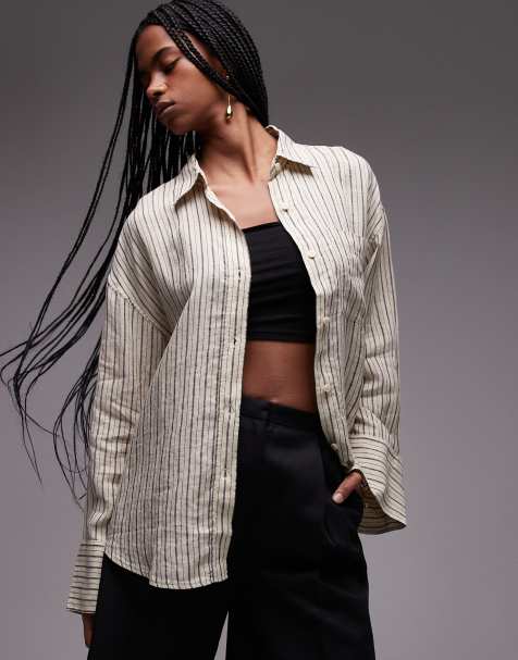 ARKET - Camicia oversize in lino beige - view 1