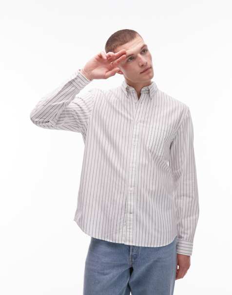 ARKET - Camicia Oxford bianca e verde a righe - view 1