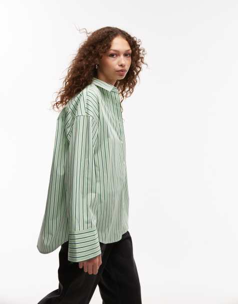 ARKET - Camicia verde a righe con polsini ampi - view 1