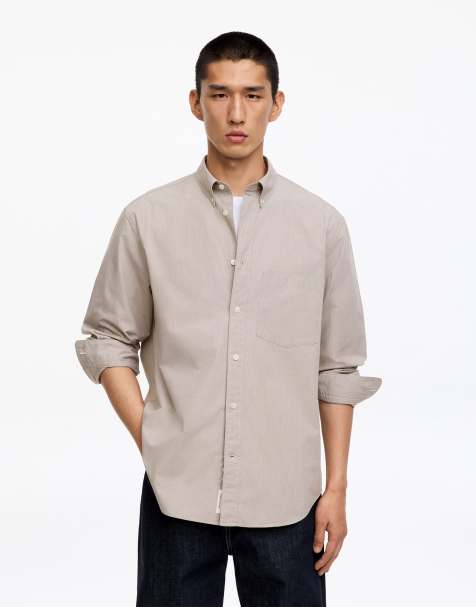 ARKET camisa a cuadros de algodón puro en beige - view 1