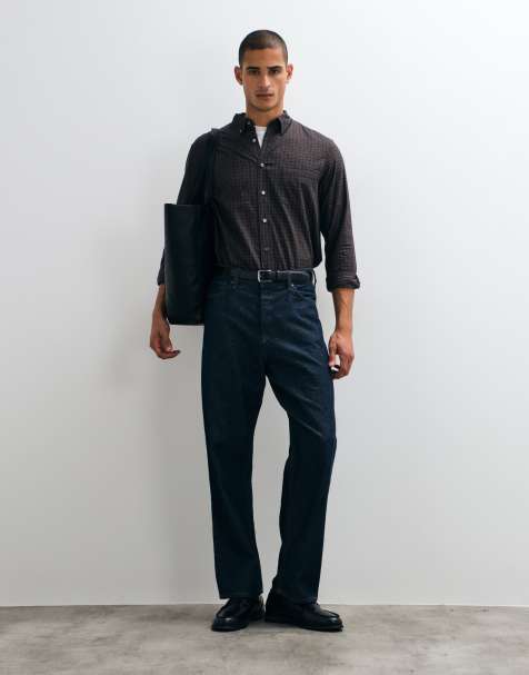 ARKET camisa de sarga de corte oversize a cuadros azul marino - view 1