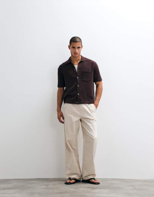 ARKET - Camisa marrón chocolate de punto texturizado, 2 de 5